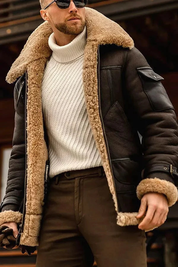 Harry - Camel stylische Herren Fliegerlederjacke