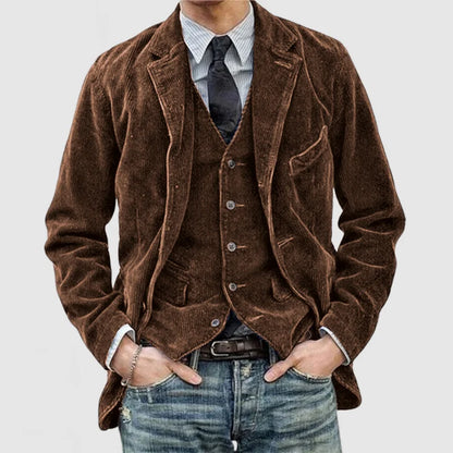 Vintage Cordjacke &amp; Weste mit Aufschlägen für Männer