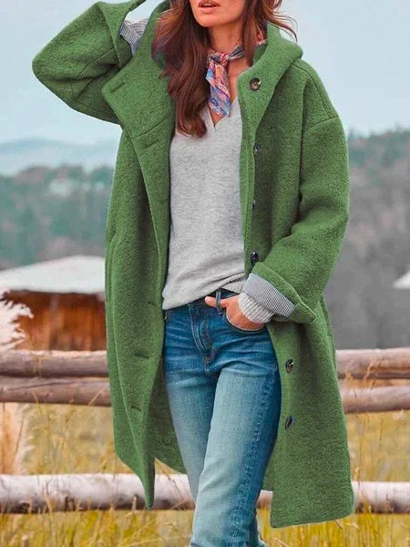 Amy - Warme Damen-Windjacke, Herbst-Winter, unifarbene Erbsenjacke mit Taschen Stylische Jacke