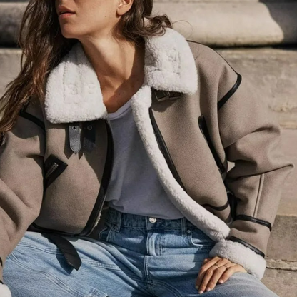 Warme, lockere Vintage-Jacke für Frauen