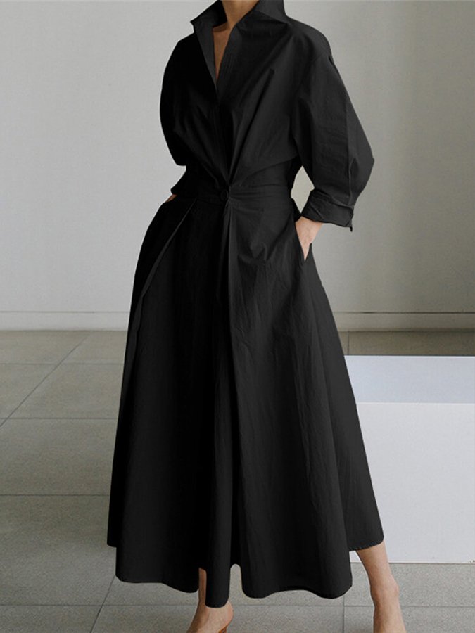 Langärmeliges Maxikleid mit Knöpfen