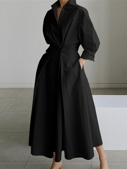 Langärmeliges Maxikleid mit Knöpfen