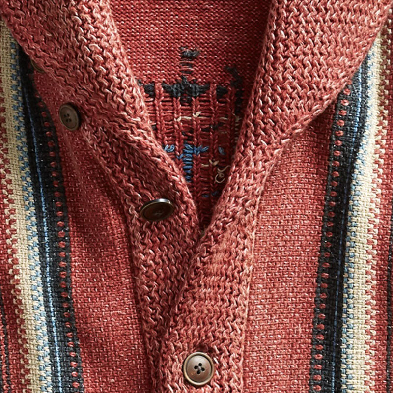 Vintage Jacquard Strickjacke für Männer