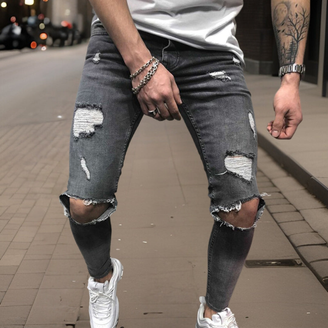 Dierk | Premium zerrissener Jeansstoff