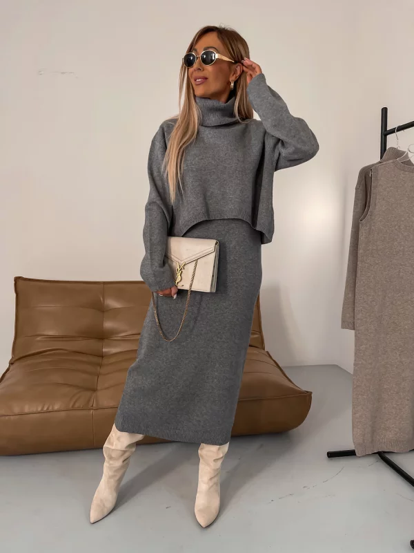 VANIKA | Winter-Strickset - Midikleid + Poloshirt gratis