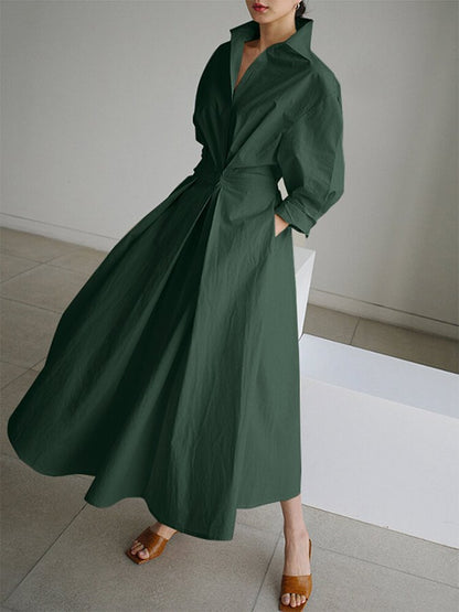 Langärmeliges Maxikleid mit Knöpfen