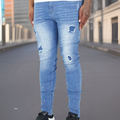 Edgar Premium Torn Splatter Ink Denim