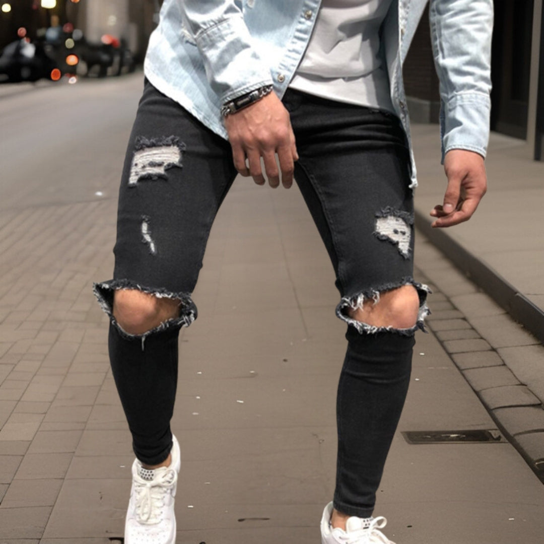 Dierk | Premium zerrissener Jeansstoff