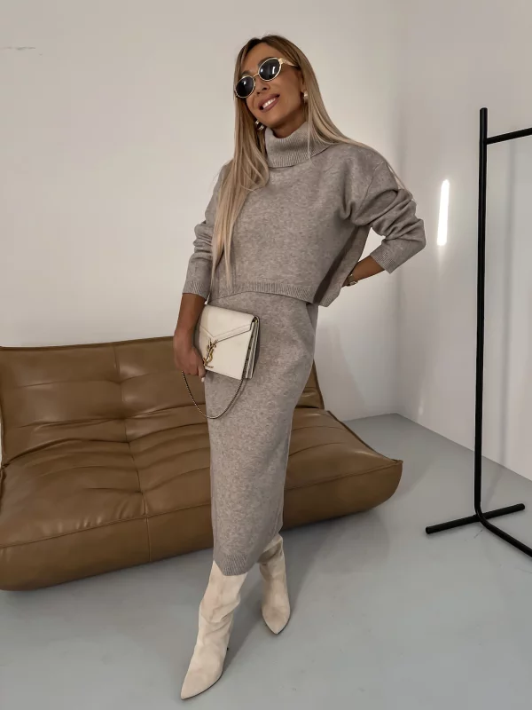 VANIKA | Winter-Strickset - Midikleid + Poloshirt gratis