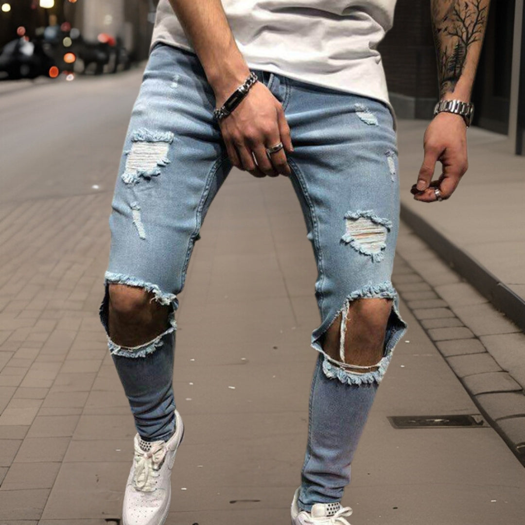 Dierk | Premium zerrissener Jeansstoff