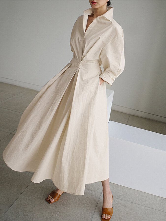 Langärmeliges Maxikleid mit Knöpfen