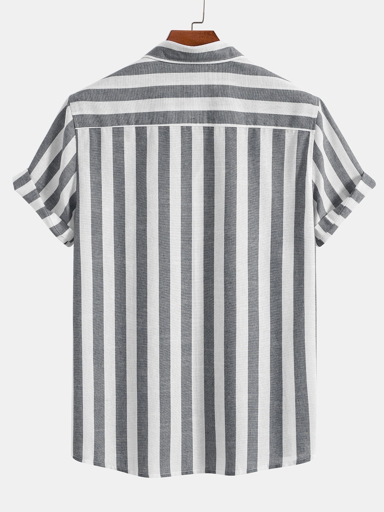 Striped Cotton Blend Button Up Shirt