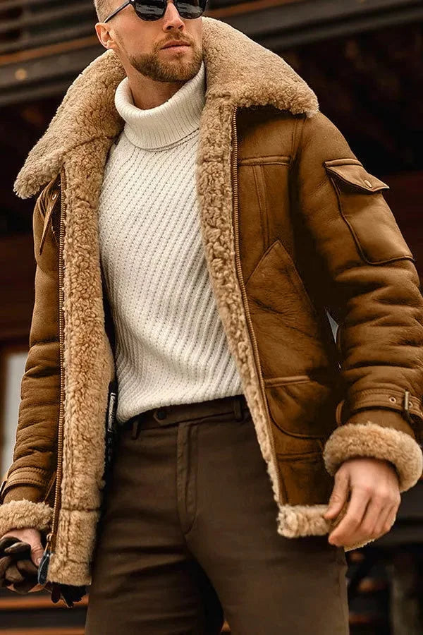 Harry - Camel stylische Herren Fliegerlederjacke