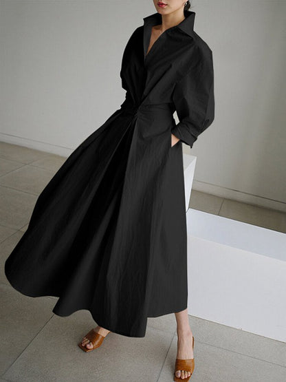 Langärmeliges Maxikleid mit Knöpfen