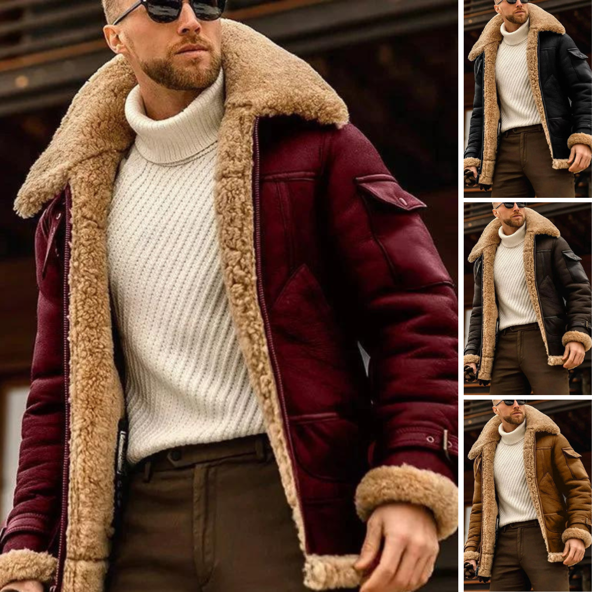 Harry - Camel stylische Herren Fliegerlederjacke