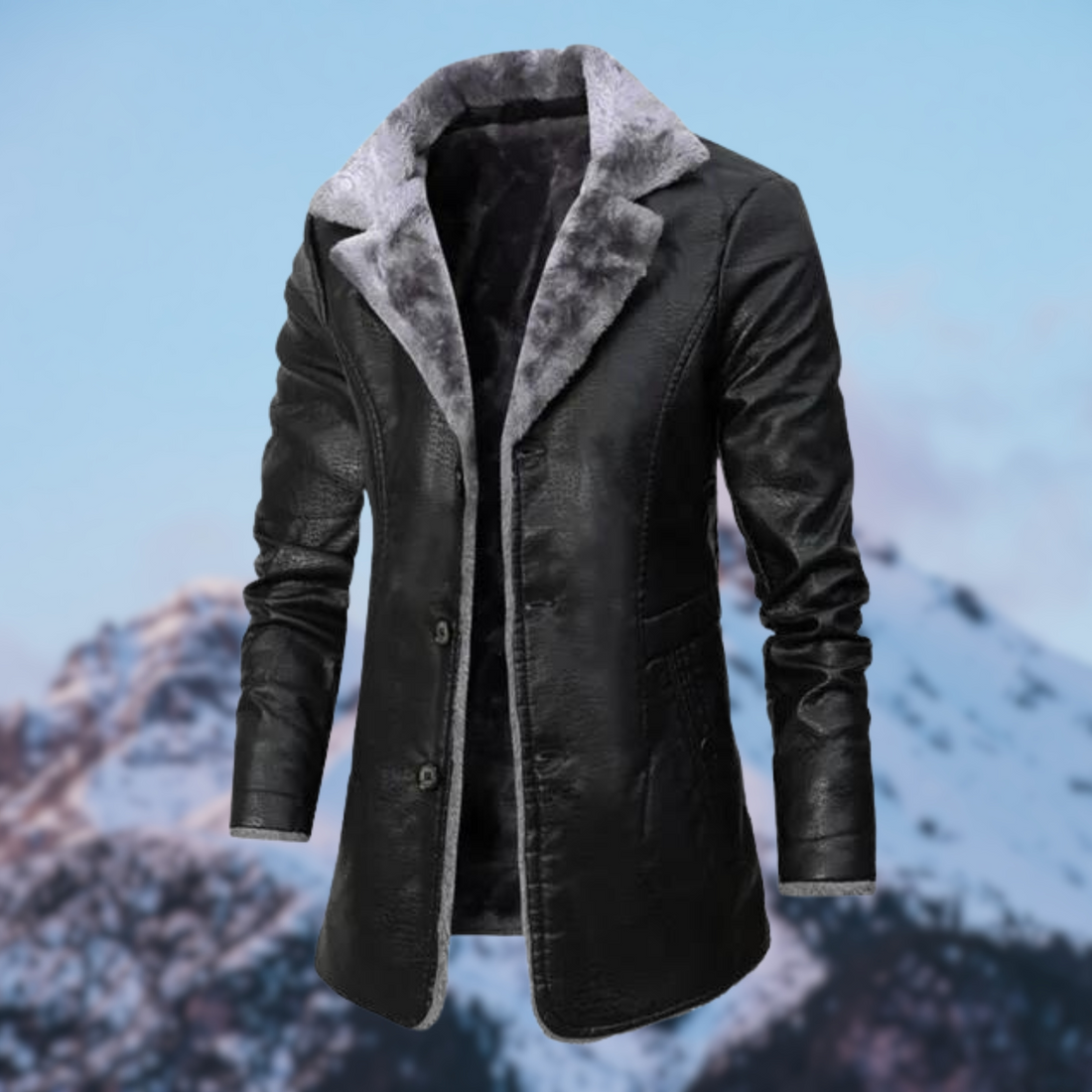 Winterliche Leder-Fleecejacke