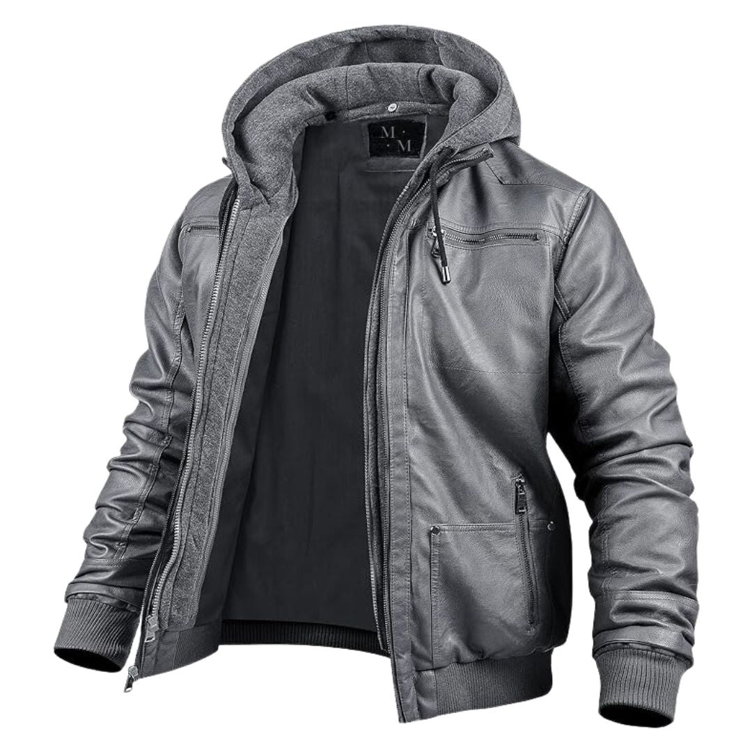 Brayden | Premium Lederjacke mit Kapuze