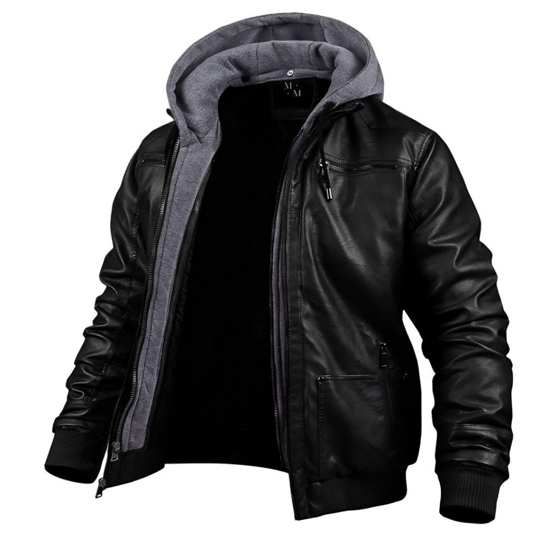 Brayden | Premium Lederjacke mit Kapuze