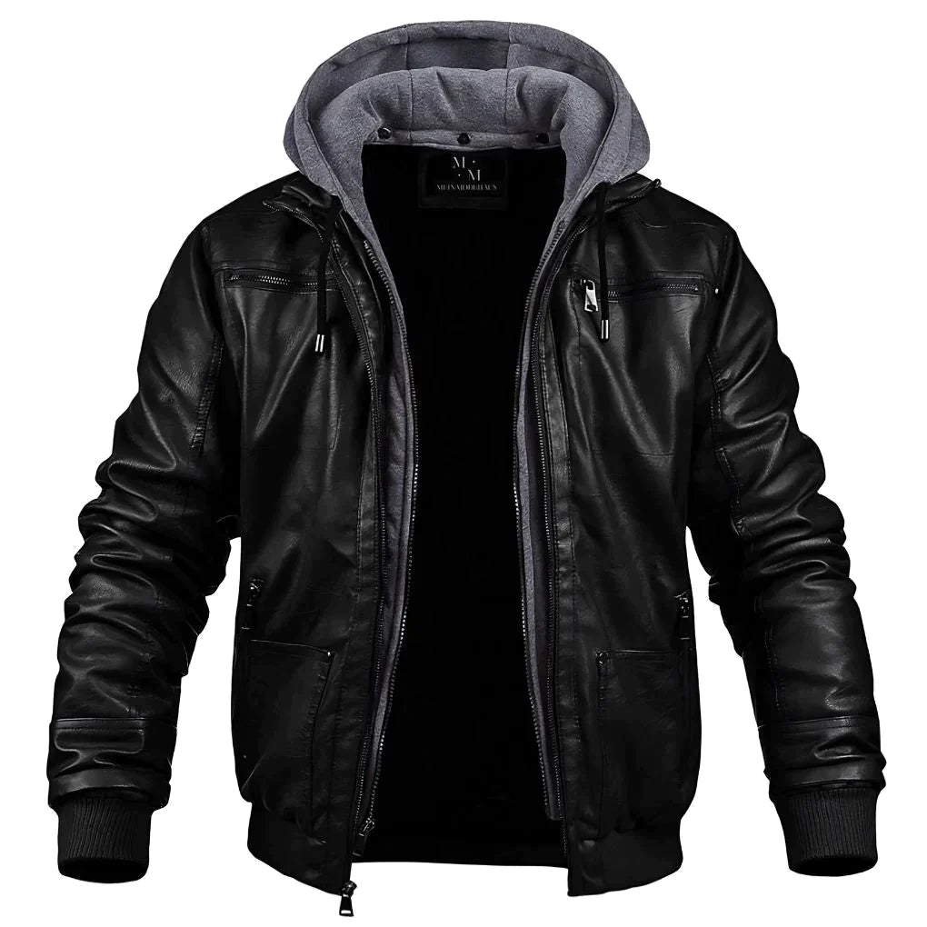 Brayden | Premium Lederjacke mit Kapuze