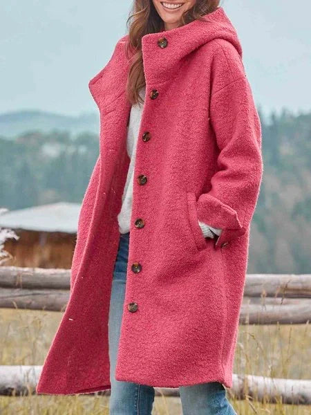 Amy - Warme Damen-Windjacke, Herbst-Winter, unifarbene Erbsenjacke mit Taschen Stylische Jacke